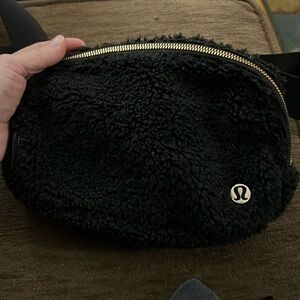 Lululemon belt bag black with gold